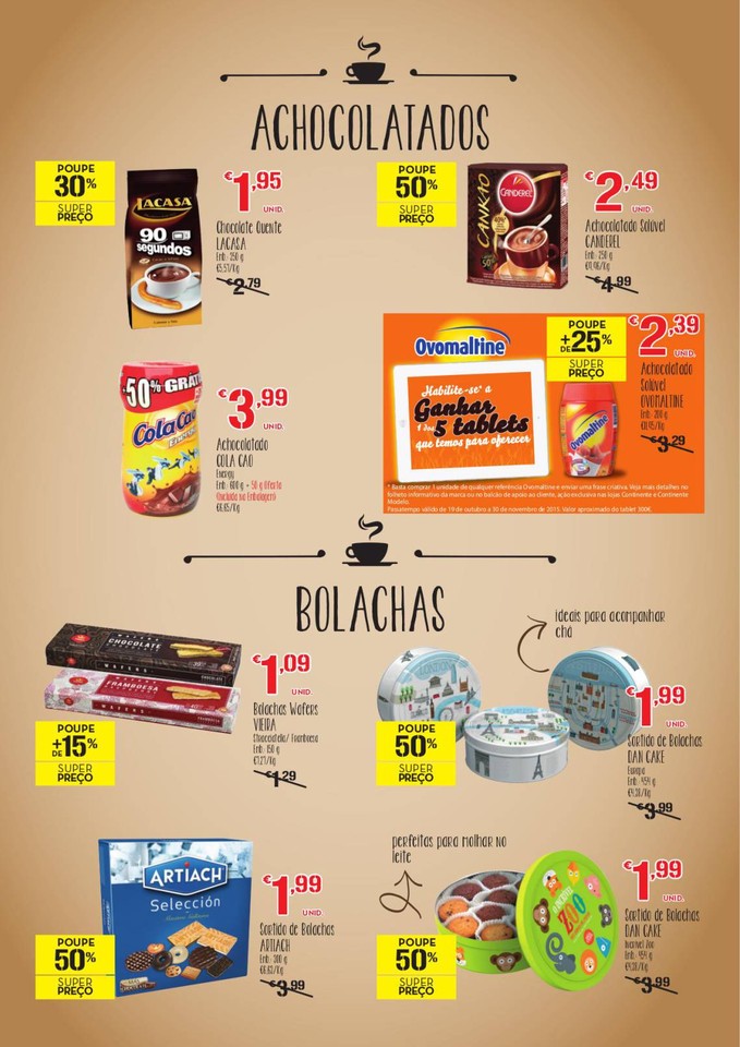 Antevisão folheto Continente especial Bebidas Quentes