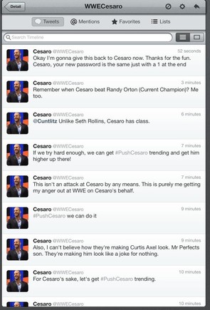 Conta de Cesaro no Twitter atacada!
